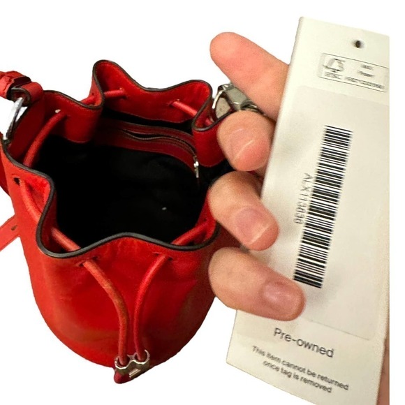 Alexander Wang Alpha Red Leather Bucket Bag Silver stud Designer Purse One Size - Picture 8 of 16